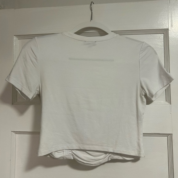 Dynamite White Ruched Crop Top - Picture 2 of 3